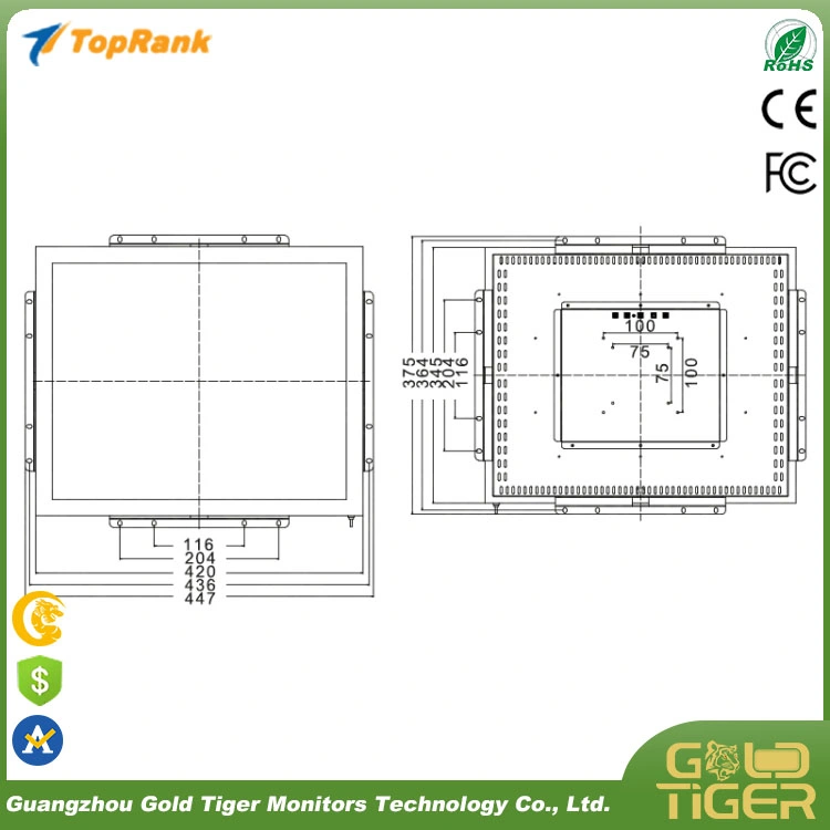 2023 Goldtiger Low Power Consumption TFT LED LCD Open Frame 19''/22''touch Screen for Game Table