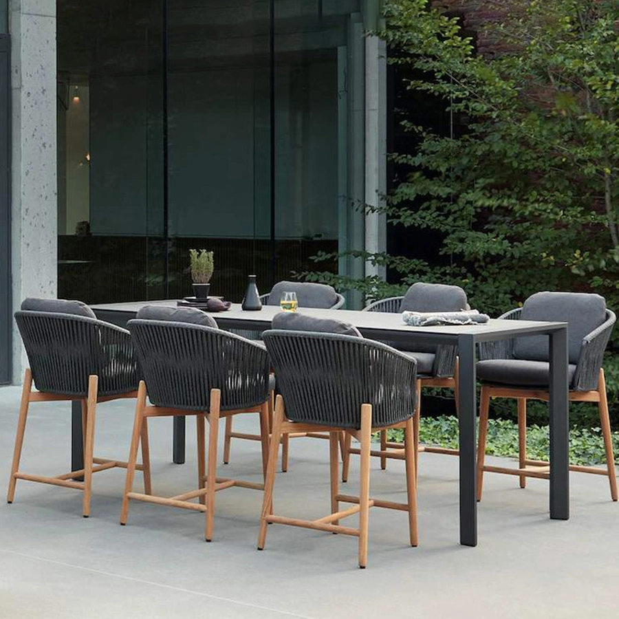 Black Color Garden Table and Chairs Plastic Wood Restaurant Outdoor Aluminum Dining Table Set