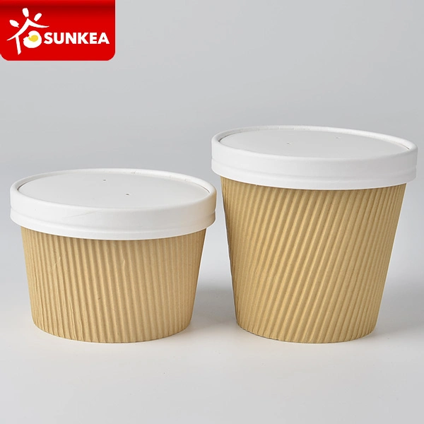 Kundenspezifischer Druck Logo Wellpappe Papiersuppe Cup Papierdeckel