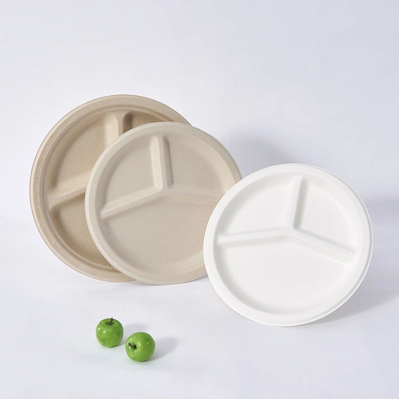 Natural Bagasse Biodegradable Christmas Hotel Compostable Cutlery Plates Dinnerware Sets