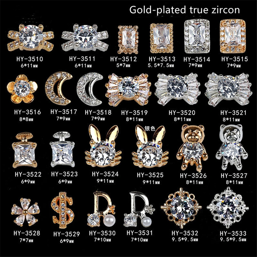 Nail Art Accessories Nail Art Decorations DIY Shiny Alloy Diamonds Real Gold Electroplating Non-Fading Nail Zircon Diamonds