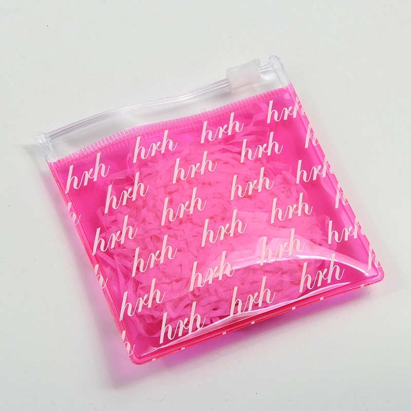 Pink Plastic PVC Ziplock Cosmetic Packaging Bag