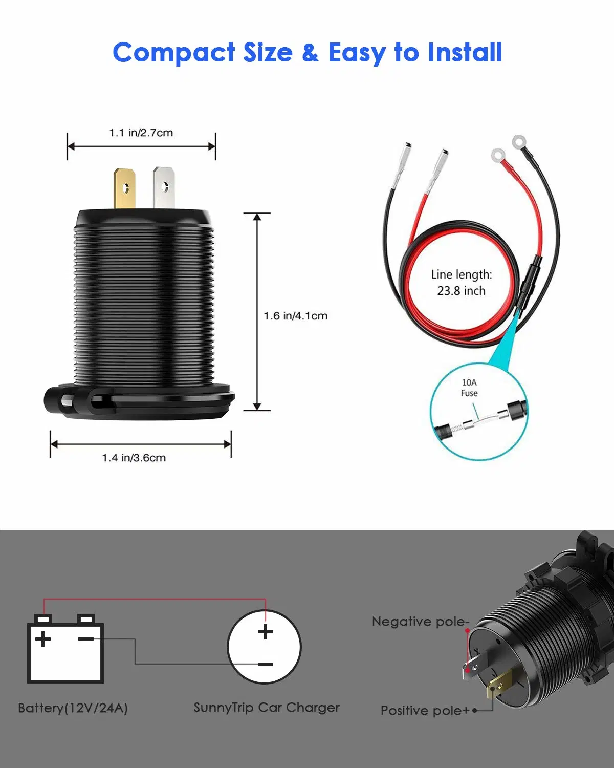 QC3.0 LED Dual USB Car Charger 2 Port Adapter Cigarette Socket for Cell Phone