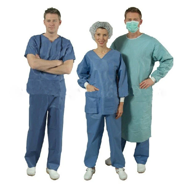 Disposable PP Nonwoven or SMS Scrub Suit/Surgical Gown for Hospital