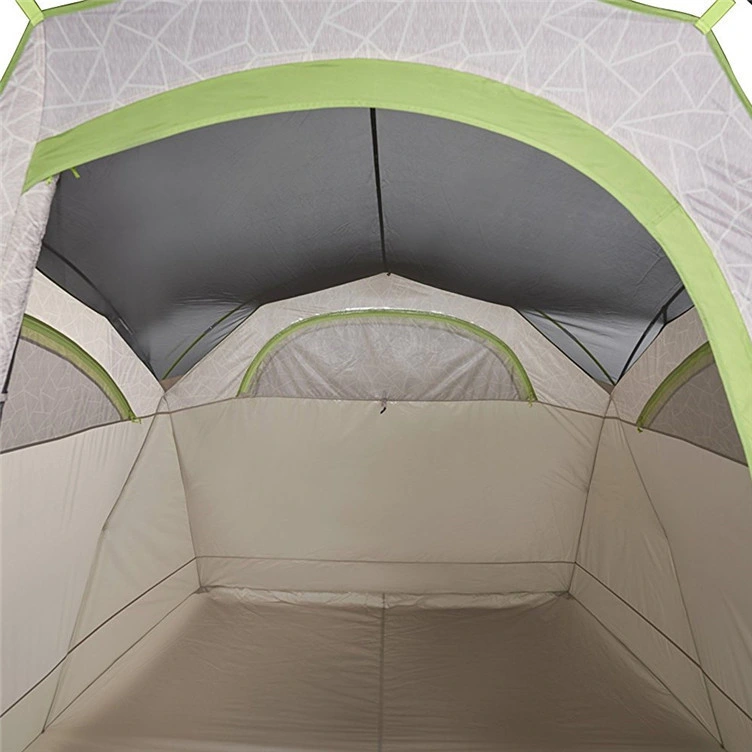 Camping Tent Camping al aire libre Tent Gran espacio ligero Tent portátil Material de poliéster Fibra de vidrio Polo