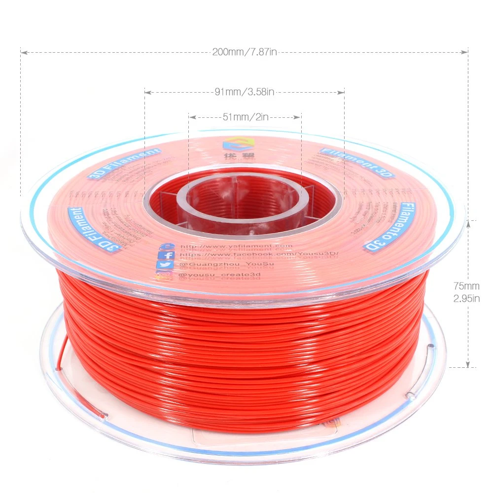 World Top Level 3D Drucken HIPS Filament 1,75mm 2,85mm Multi-Color Unterstützung von Druckmaterialien in Kombination mit ABS-Grips Snap-in-Teilen Rote Filamente 1000g