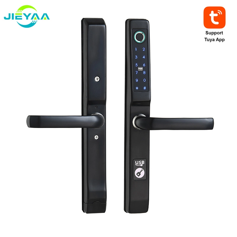 Waterproof Keyless Entry Tuya APP Aluminum Door Smart Lock Stainless Steel Fingerprint Smart Lock for Narrow Profile Aluminum Doors Sliding Doors Patio Doors