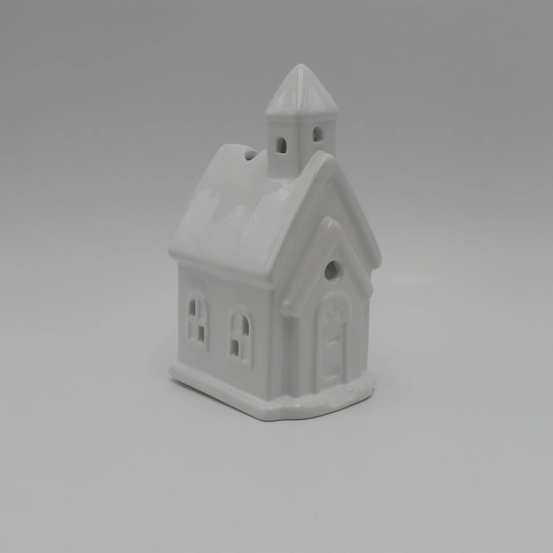 Ceramic House Holiday Gift Creative Hollowed White LED Christmas Home