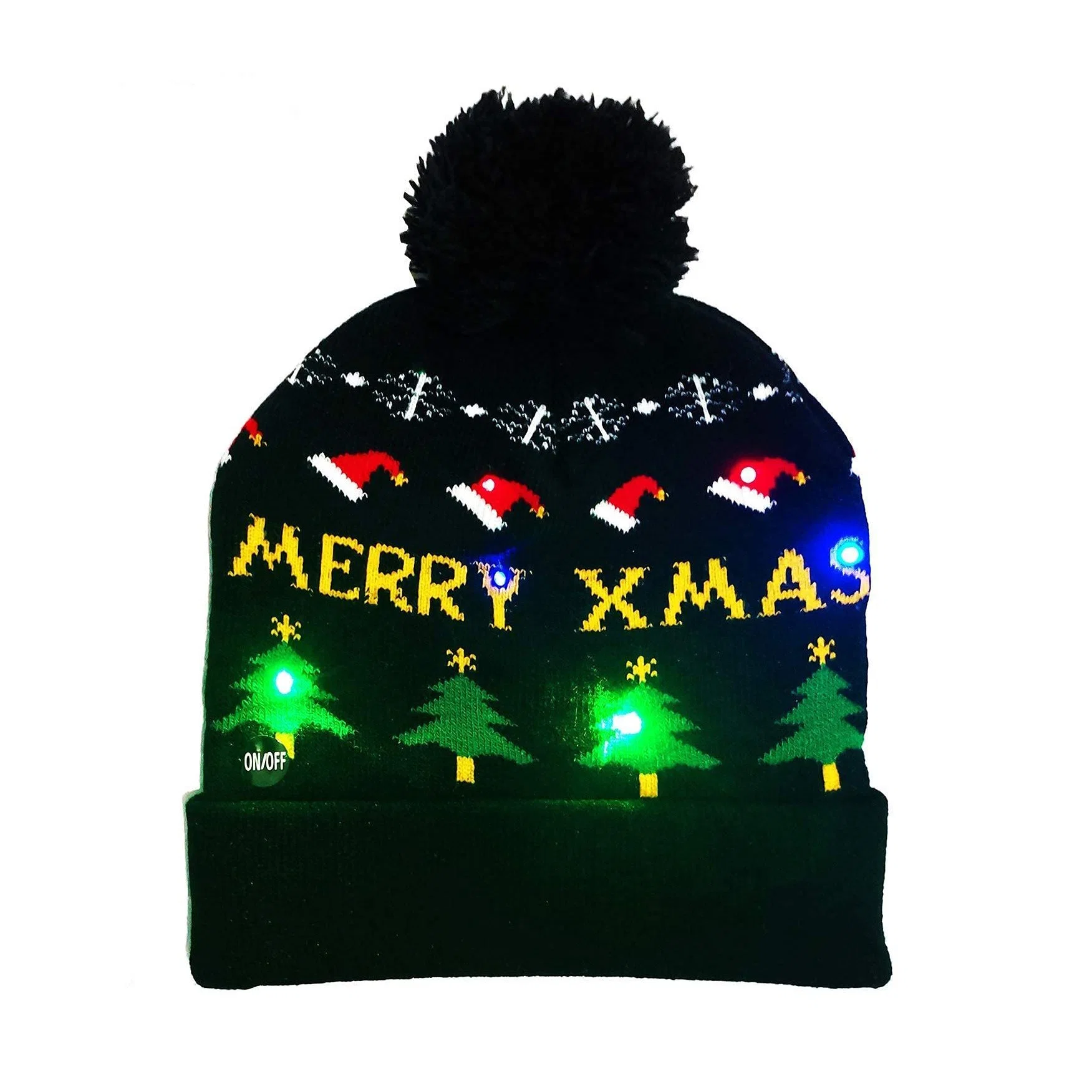 Presentes de festa Fenny da Novelty LED Capt tricotados iluminam o Natal Gorro