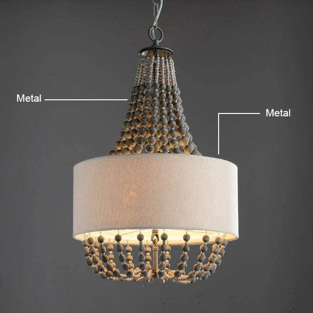 Circulaire avec cordon de chandelier en fer bois abat-jour&#160;(WH-EC-42)