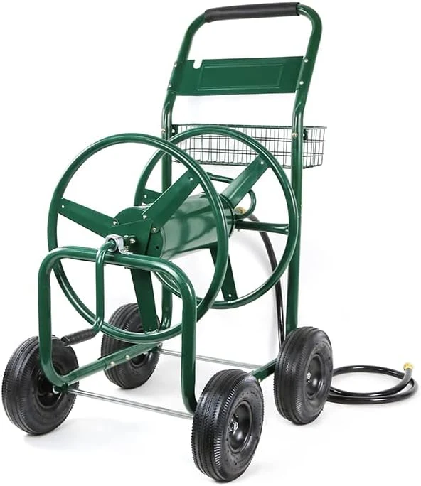 4-Wheel Garden Hose Reel Cart with Holds up to 300-Feet of 5/8-Inch Hose