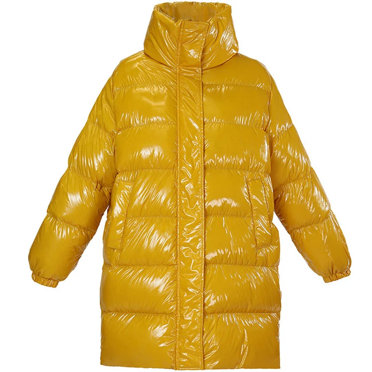 Shiny Puffer Jacket Duck Down Coat Blank for Women