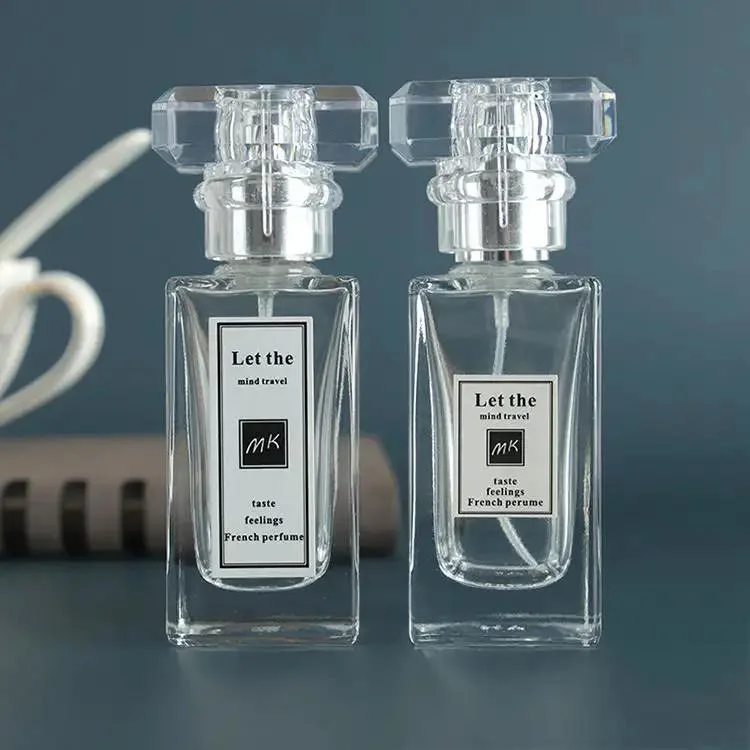 Custom Label Empty Fragrance Refill Spray 30ml Square Oil Glass Bottle Travel Women Men Perfume Bottles Packaging with Lids