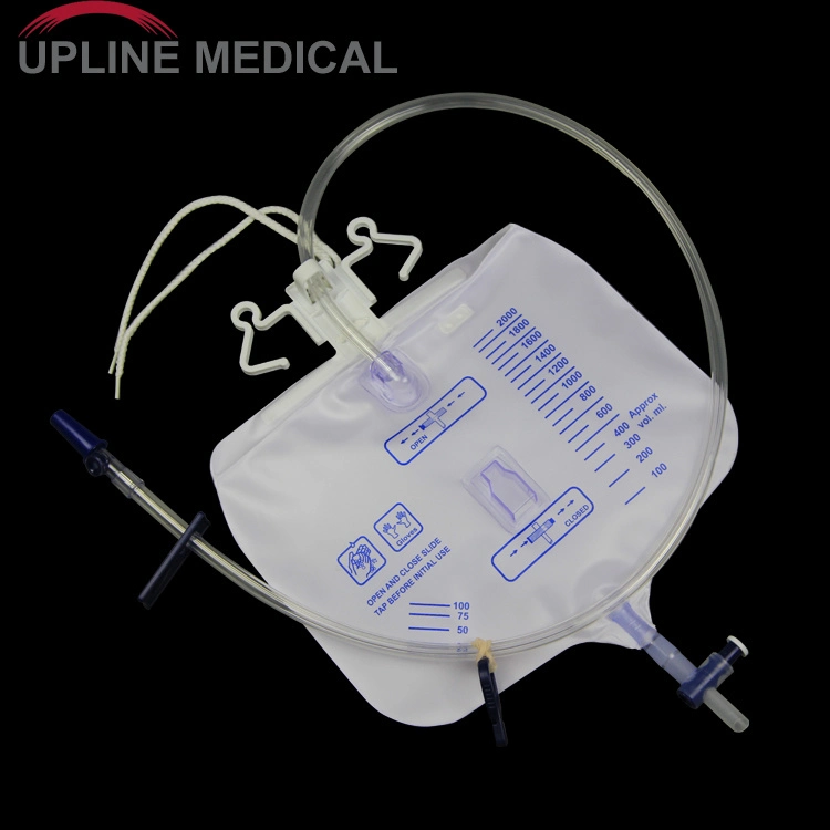 Sac à urine jetable de 2 000 ml pour adulte avec valve push-pull