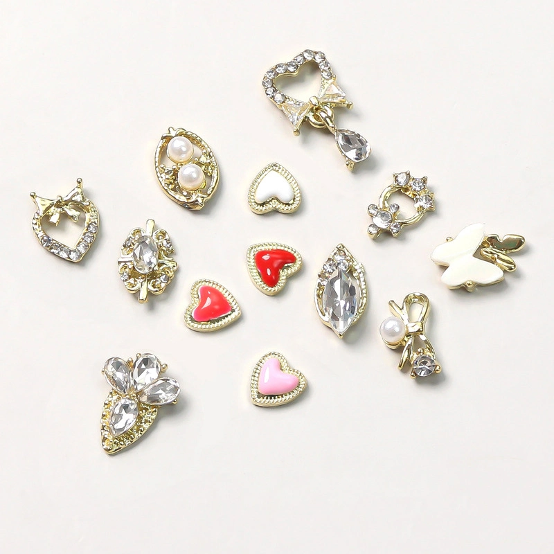 DIY Diamond Pearl Heart-Shaped Girl Style Pendant Nail Decoration