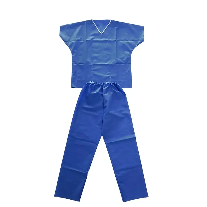 Disposable V Collar Hospital Medical Nursing Work Clothes PP Non-Woven Scrub Suit