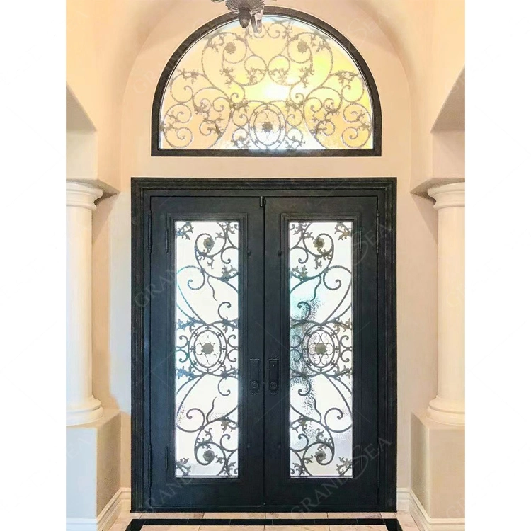 Best Price Luxury Other Exterior Doors Front Entrance Wrought Iron Security Double Door Designs for Houses