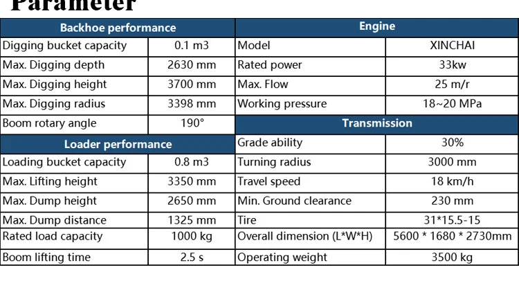 Titan diesel EU and EPA approval engine for TL35-10 backhoe loader with 1ton rated-load