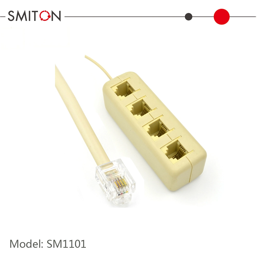 4 Ports Rj11 Male to 4 Female Extension Cable