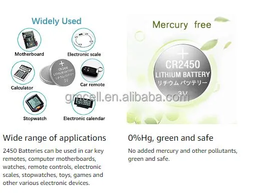 Wholesale China High Temperature Cr2450 Watch 3V DC Coin CMOS Battery Cr2032 Primary Lithium Ion Cells Button Batteries