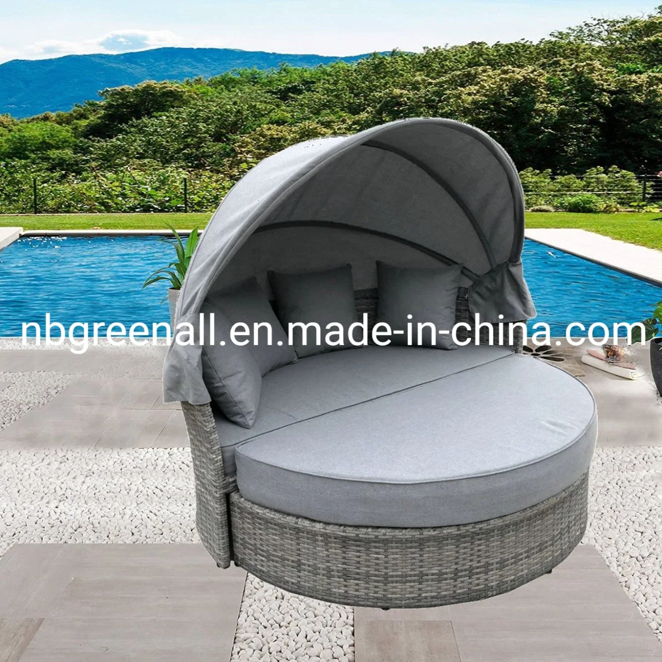 Nouvelle rotation de 360° patio du jardin moderne Hotel Resort mobilier extérieur bain de soleil lit de repos transats