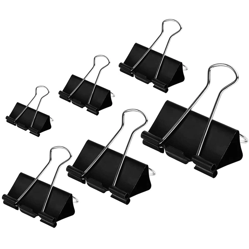 Office Stationery Custom Metal Binder Clips Office Binder, Black Paper Binder Clip, Fold Back Clip