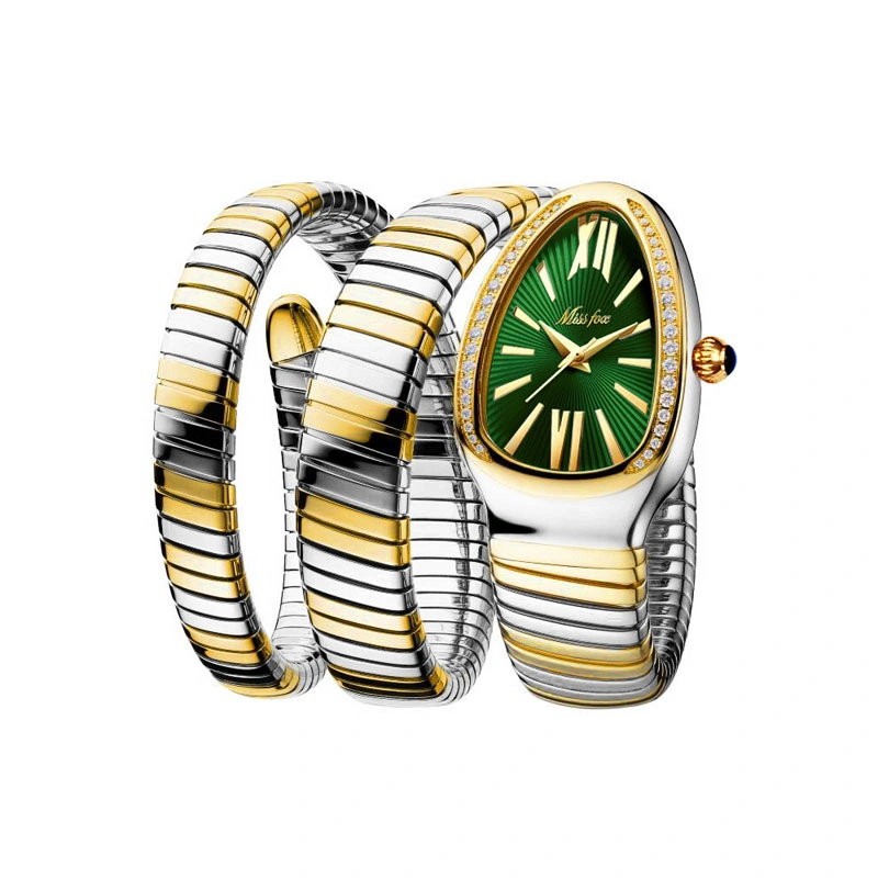 High Fashion Ins Snake-Wrapped Triple Loop Bracelet Watch (CFWT-041)