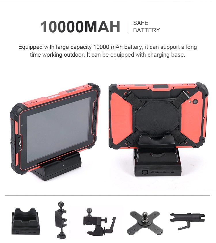 10.1 Inch G+G Capacitive Multi-Touch 10000mAh /3.7V Li-Polymer Battery IP65 Waterproof Rugged Tablet 8 Inch