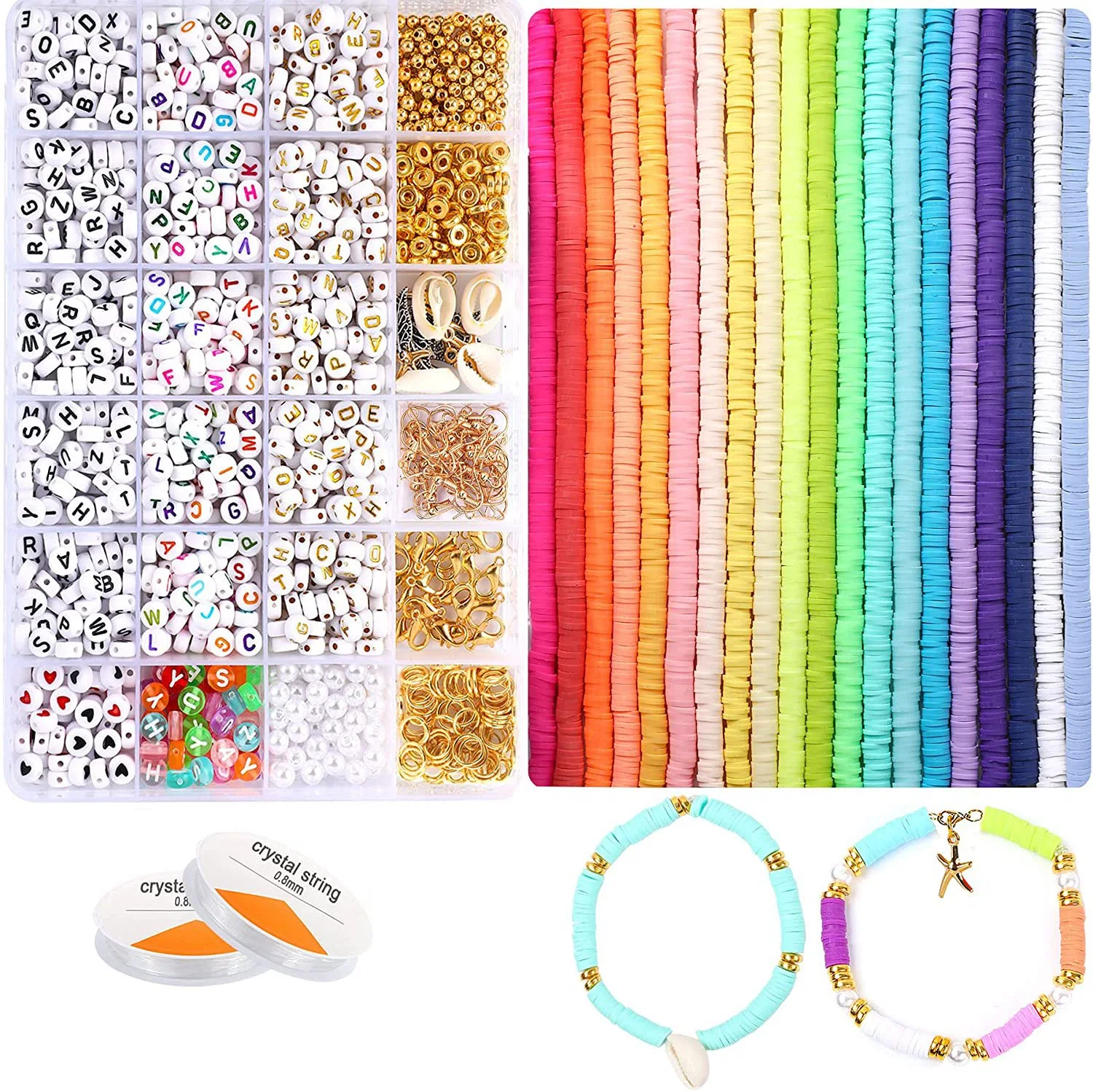 Flat Round 6mm Polymer Preppy Beads for DIY Jewelry Making