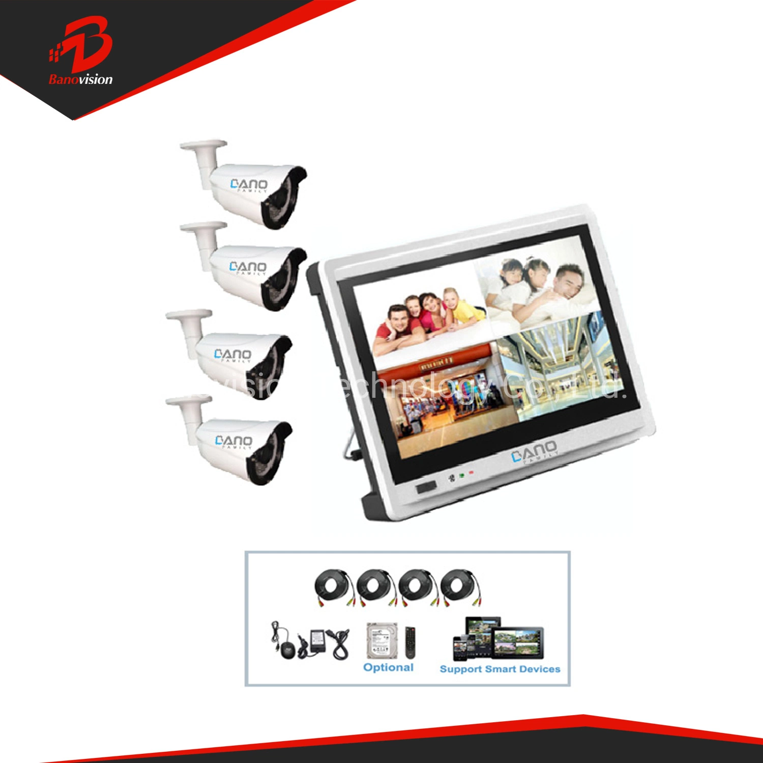 4ch LCD 1080p CCTV Security AHD DVR Digital Videorekorder CCTV-System