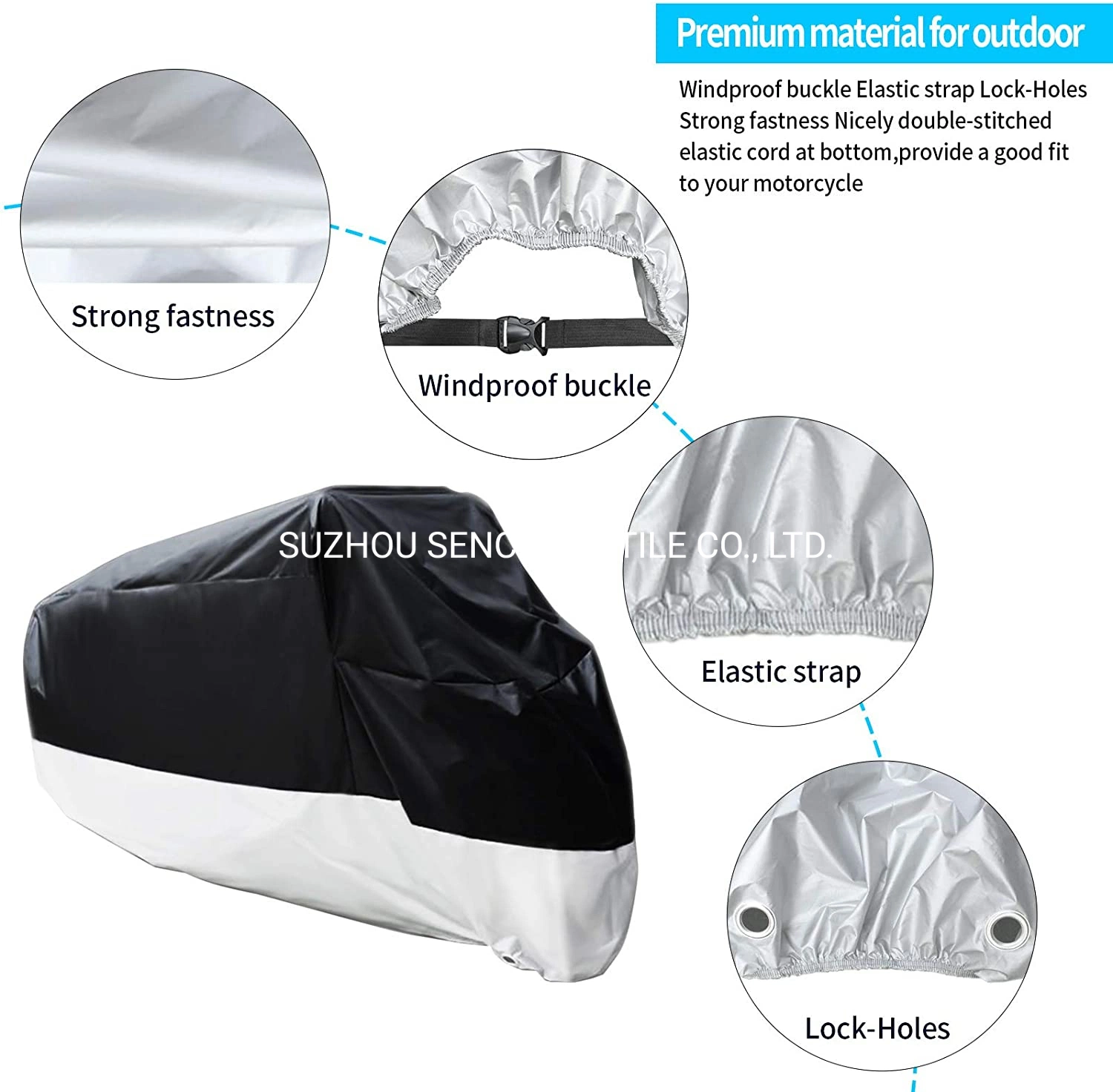 Walmart Supplier Motorcycle Cover 210d Nylon Waterproof Dust-Proof Sun Outdoor Protection with Lock-Holes & Storage Bag Power Sports Vehicle Cover