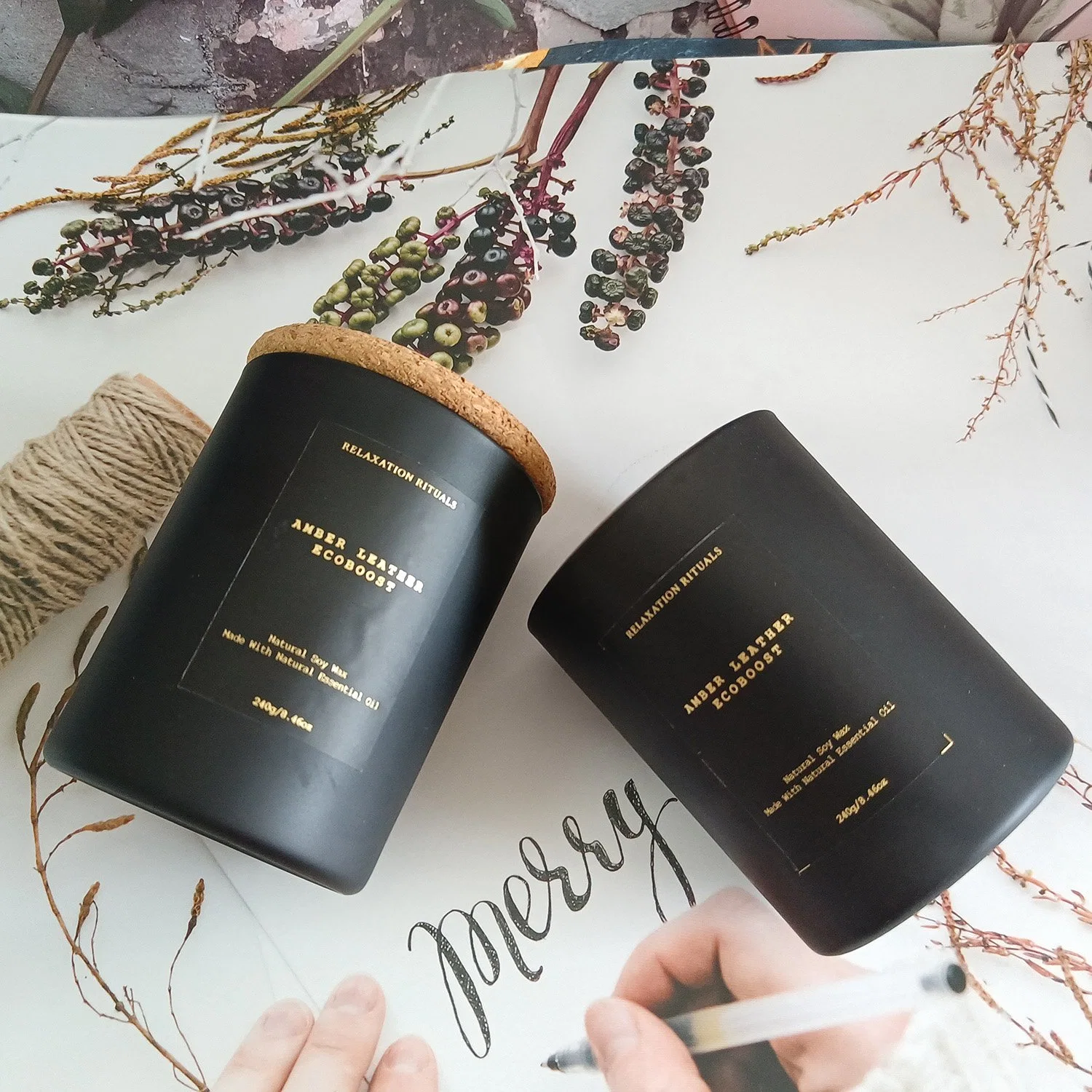 Luxury Soy Wax Black Color Glass Aromatherapy Candles Rose Scent Private Label Essential Oil Scented Candles