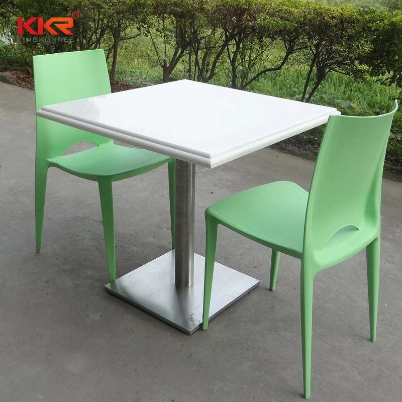 Easy Cleaning Solid Surface 2 Seater Fast Food Restaurant Chairs and Table