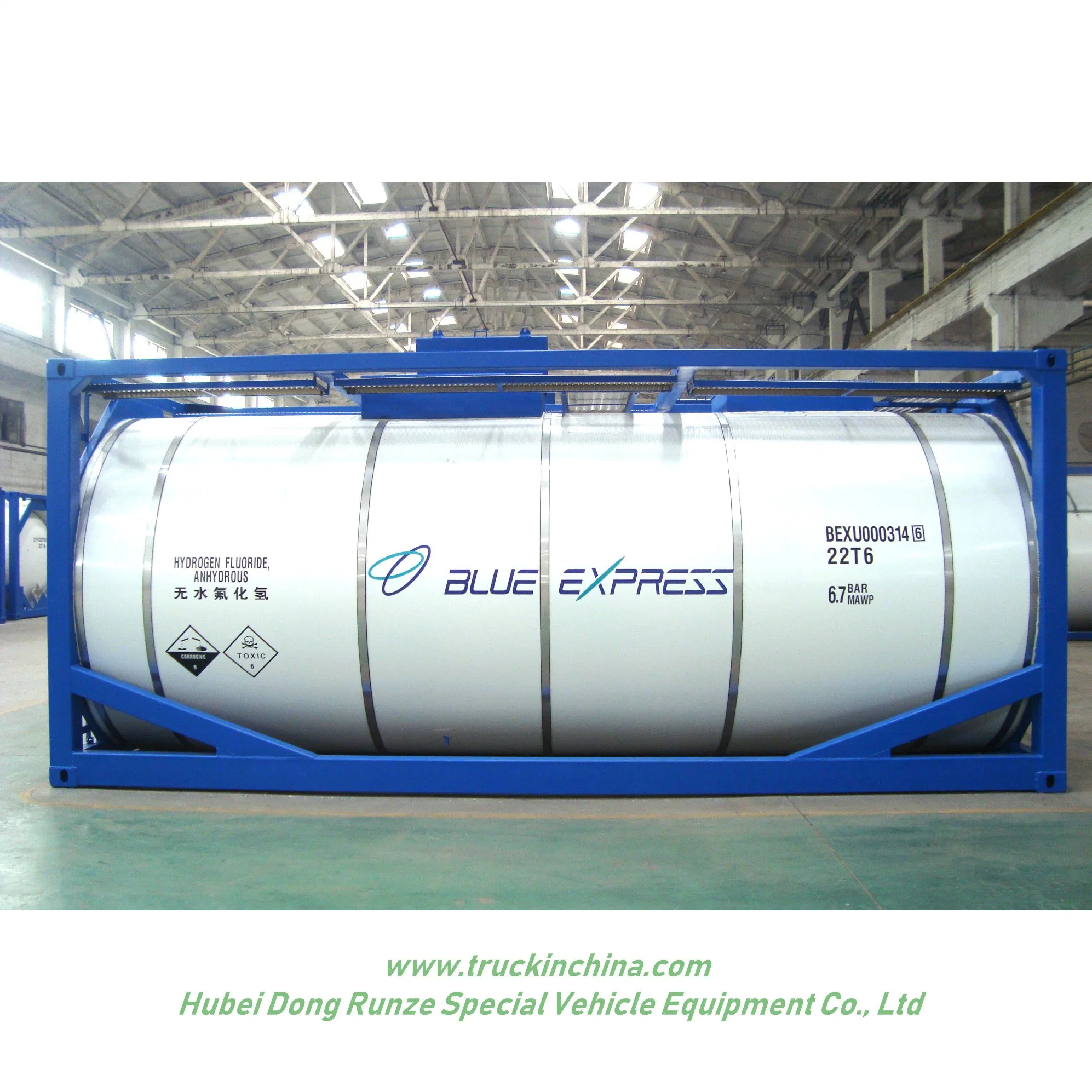 20FT Ahf Tank Container 22t6 (Anhydrous Hydrogen Fluoride ISOTank) for Road Transport Un1052