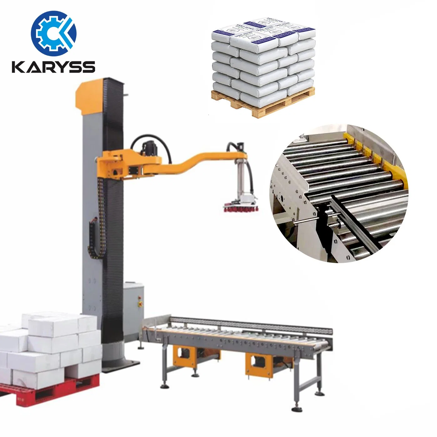 Hot Sale Fully High Quality Automatic Single Column Palletizer, Palletizer System Stacking Machine