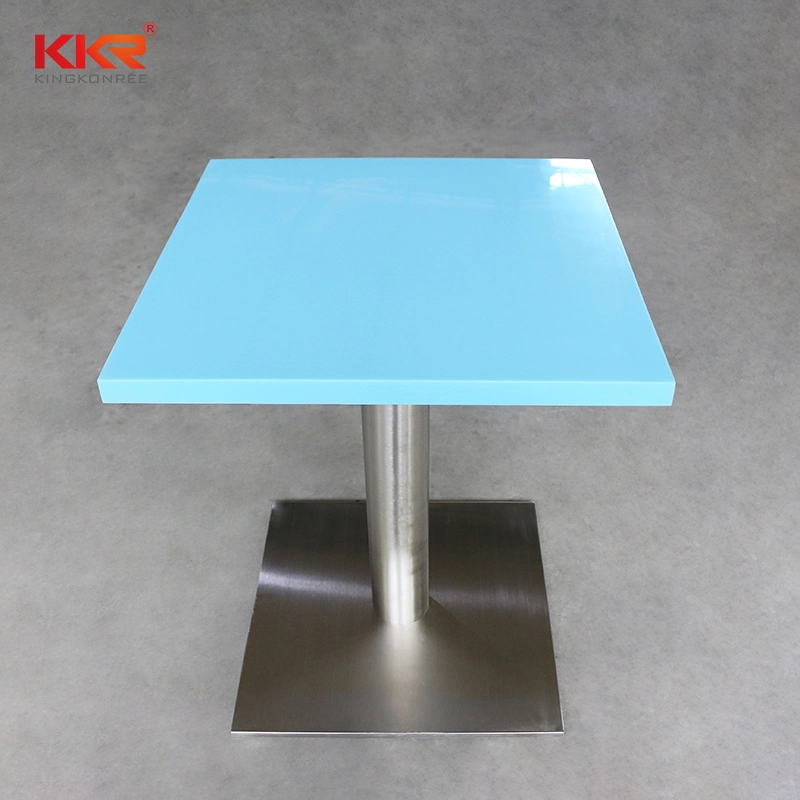 Artificial Stone Coffee Blue Fast Food Table Hotel Furniture Dinging Tables Top