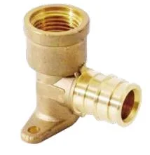 Quick and Easy Brass Fittings Female Elbow with Bracket Brass Elbow for Pex Pipe