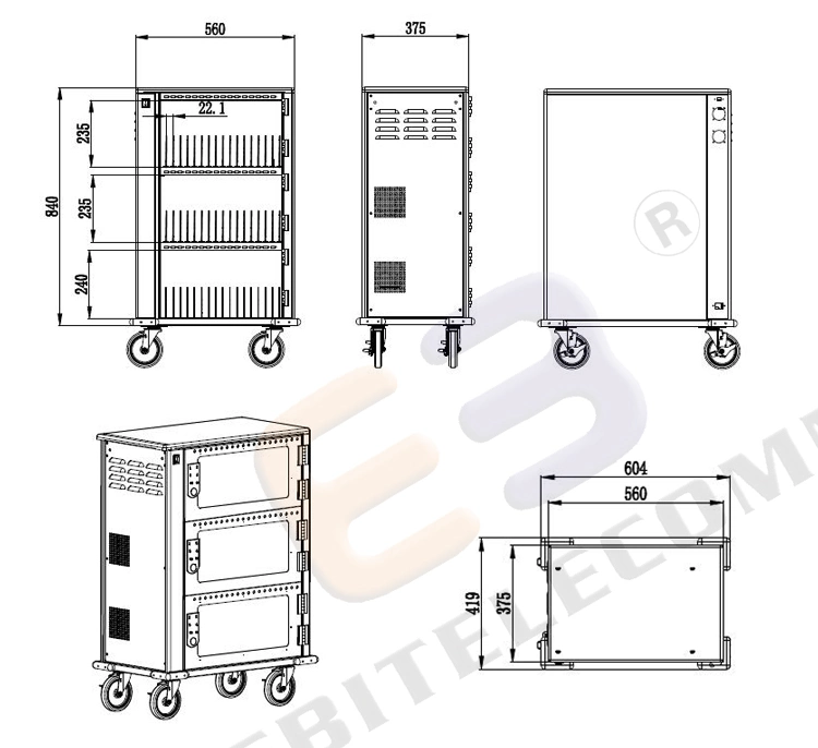 48 Way Multiple Glass Door DC Charging Trolley with Code Lock