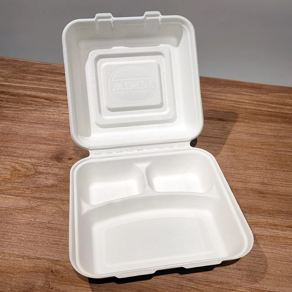 2022 10 Inch Molded Pulp Sugarcane Bagasse Clamshell Take Away Burger Box