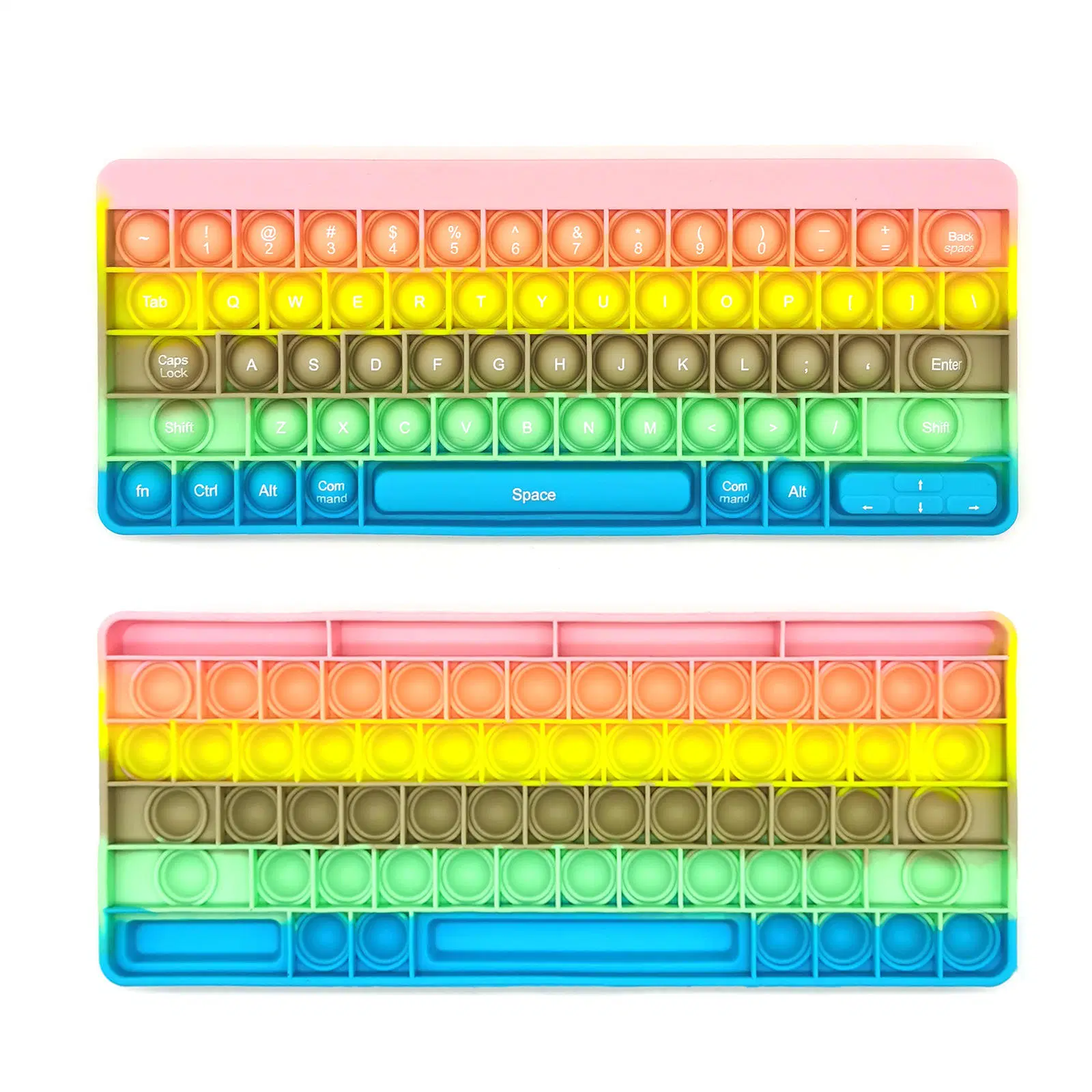 Rainbow Push Bubble Fidget Toys Multi Color Keyboard with Words Toy for Children Desktop Antistress Toys