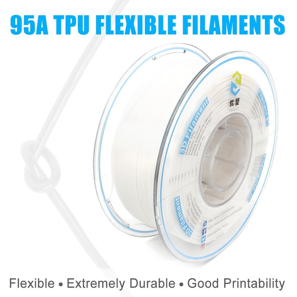 Factory Wholesale/Supplier 3D Printers 95A TPU Filament Less Stringing Problem Flexible 3D Printing Material White 1.75mm 1kg