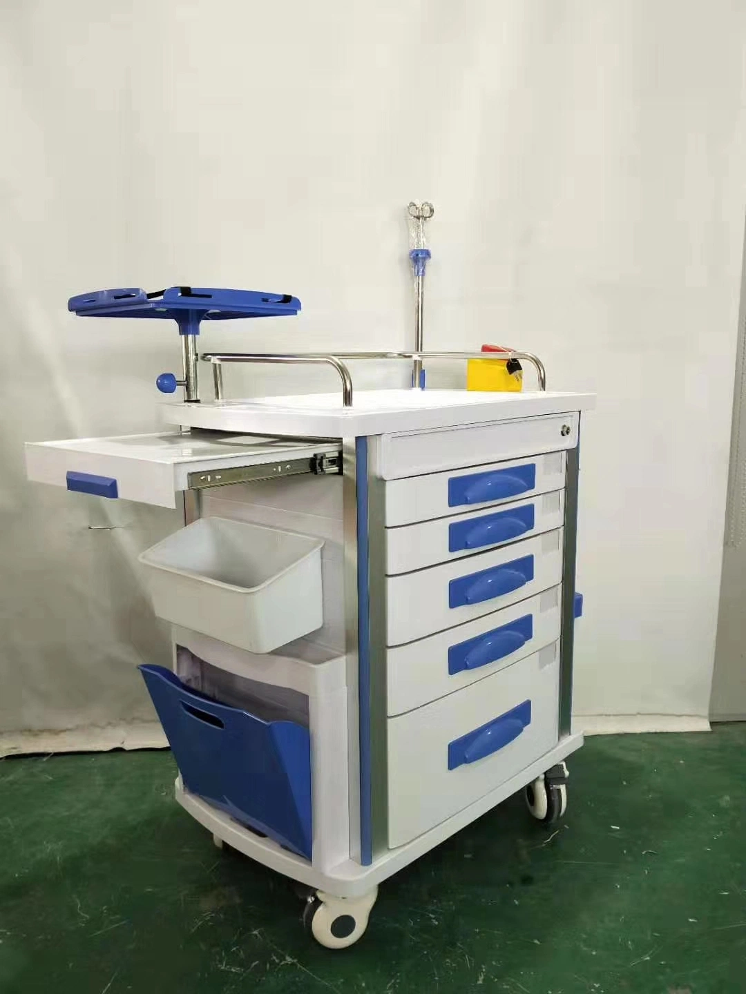 High quality/High cost performance  Cheap Mobile ABS Drugs Hospital Medical Crash Cart Plastic Emergency Medicine Trolley for Clinic Hospital Health Central