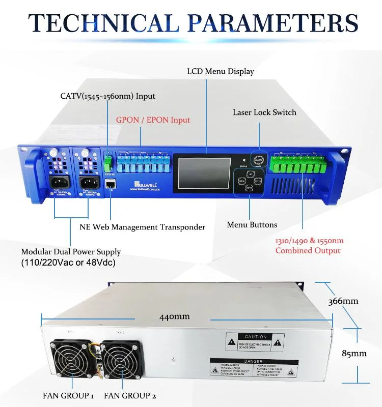 Olt Pon&CATV EDFA Combiner, 8 Ports Wdm 1550nm EDFA Combiner