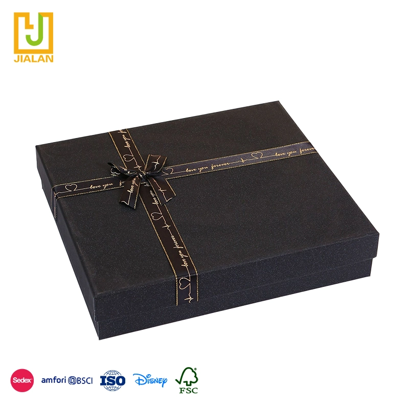 Modern Design Biodegradable Boutique Foldable Paper Box Gift Packaging Grey Cardboard Paper Carton with Bowknot