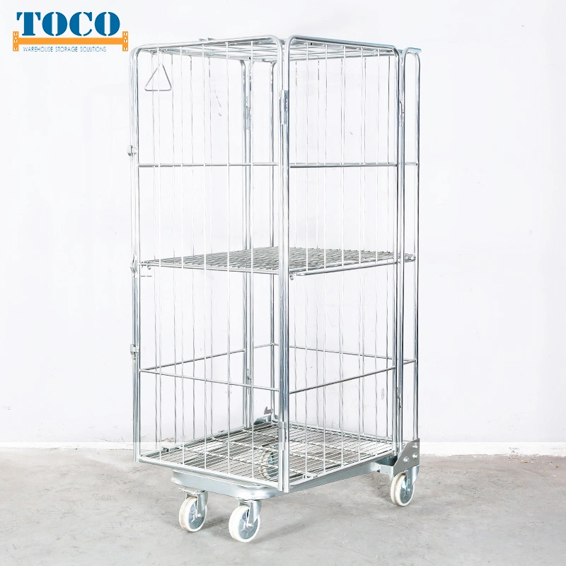 Heavy Duty 4 Sided Mini Logistic Trolley with Door for Carton Storage