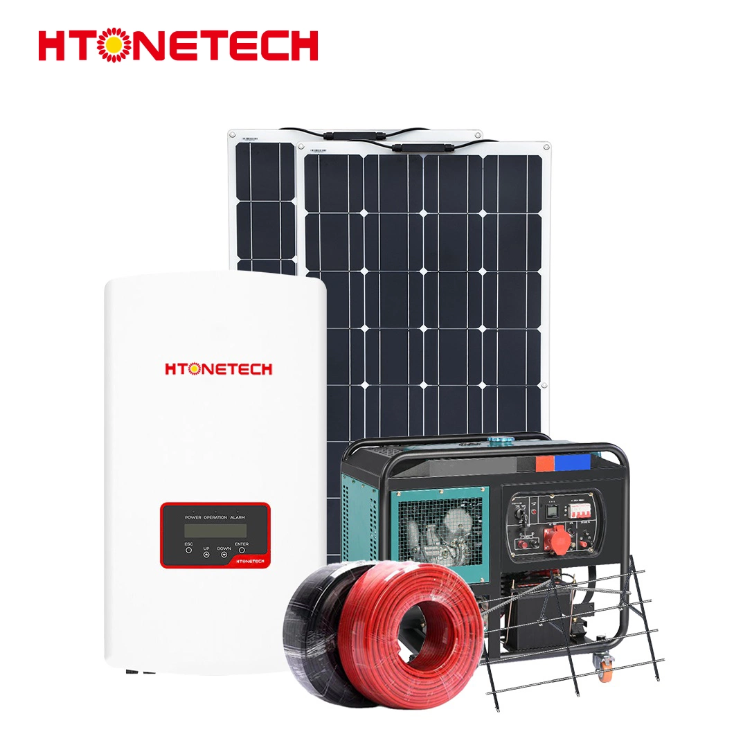 Htonetech Monocrystalline Solar Panels 100 Fabricación de Inverter para Solar y. Wind China Heavy Duty Solar Power System con Super Silent Generador diésel 8KVA