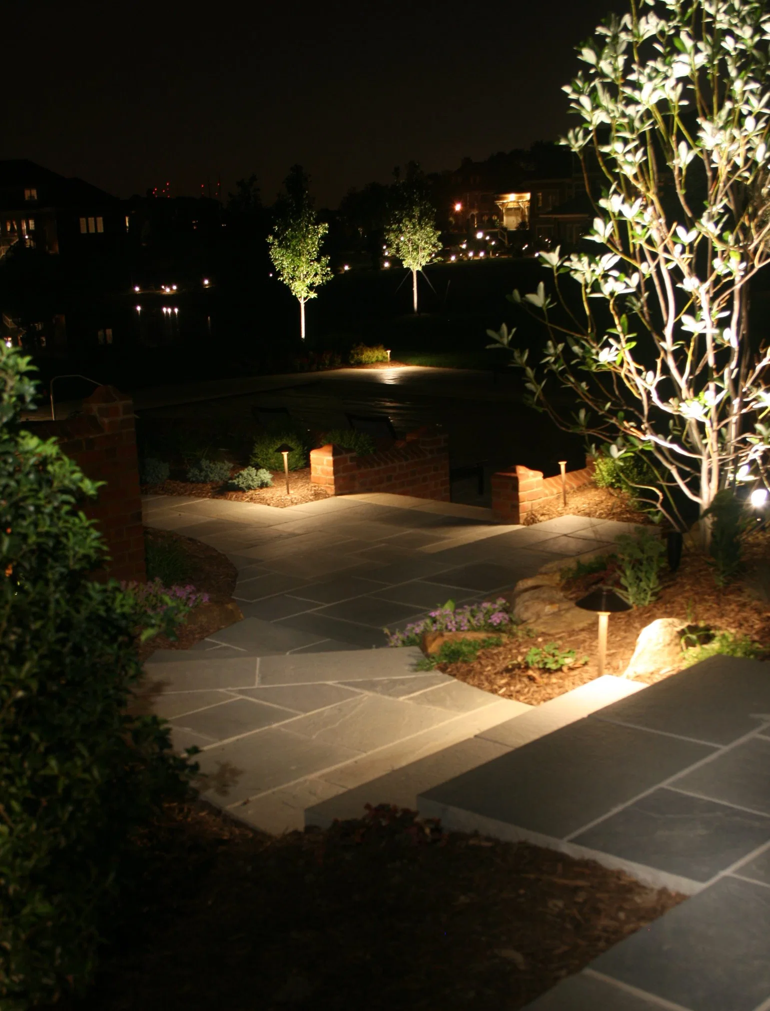 ETL Certified - Antique Brass Finish Integrated Path Light - Low Voltage - with Free Ground Stake - for Outdoor Landscape Lighting