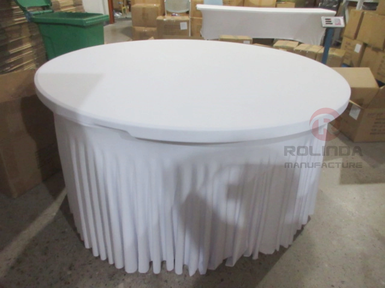 White Circular 60 Inch Washable and Customizable Tablecloth Furniture Cover