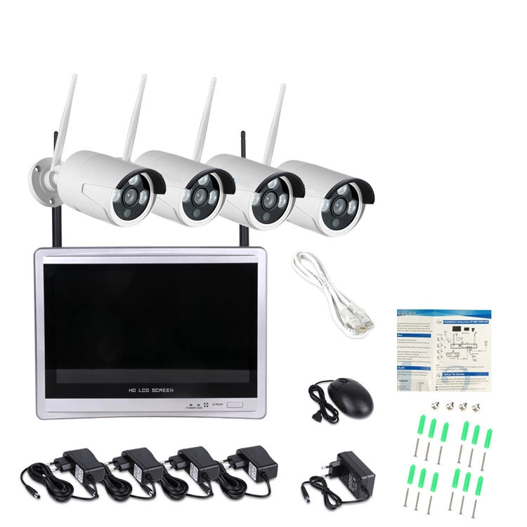 4CH WiFi CCTV Wireless Camera with 12.5" Inch LCD Monitor NVR Kits