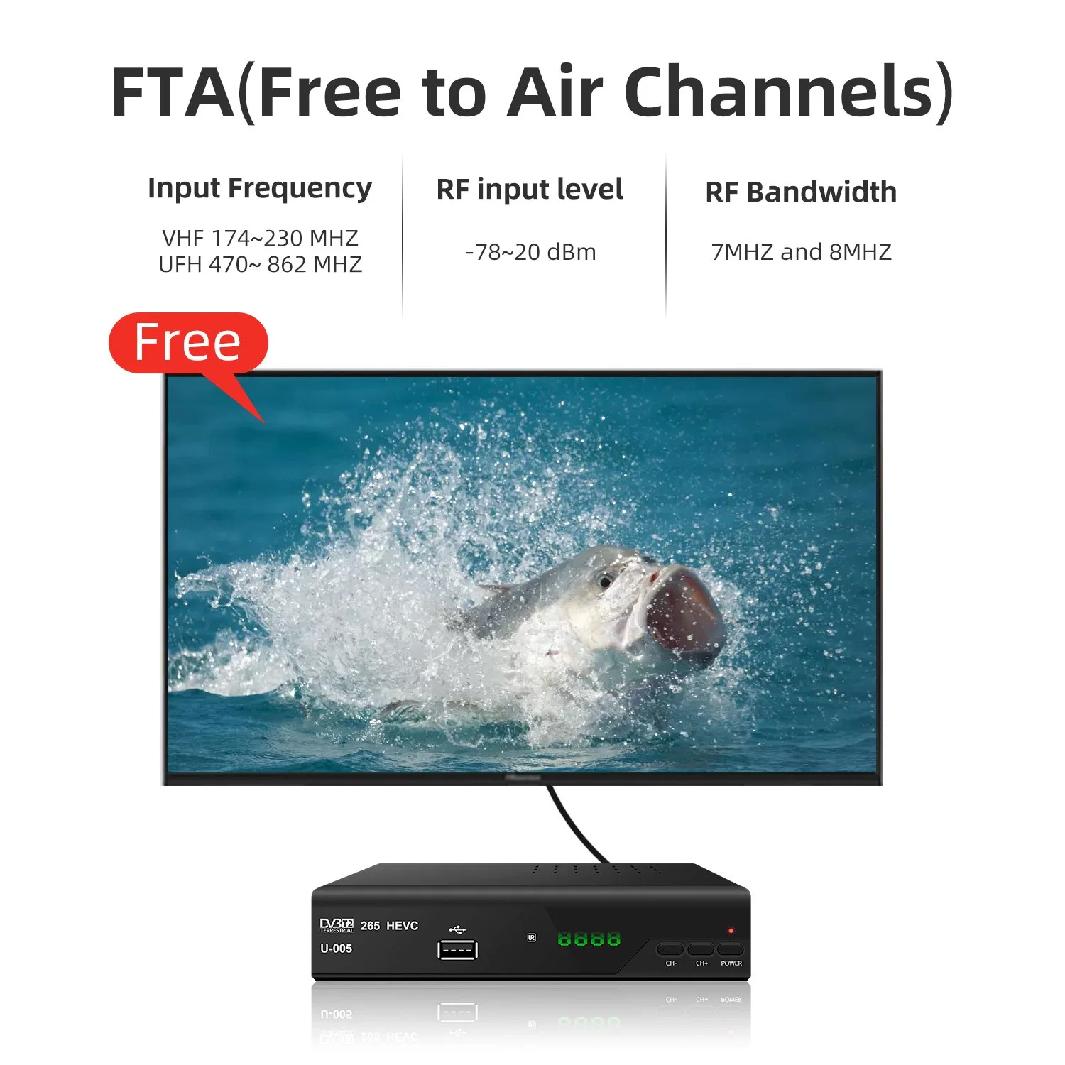 Full HD H. 265 DVB-T2 Receiver Hevc T2